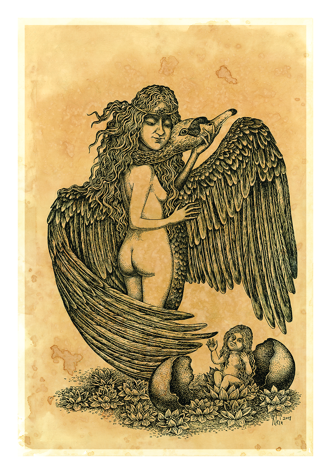 Изображение карты Леда и лебедь