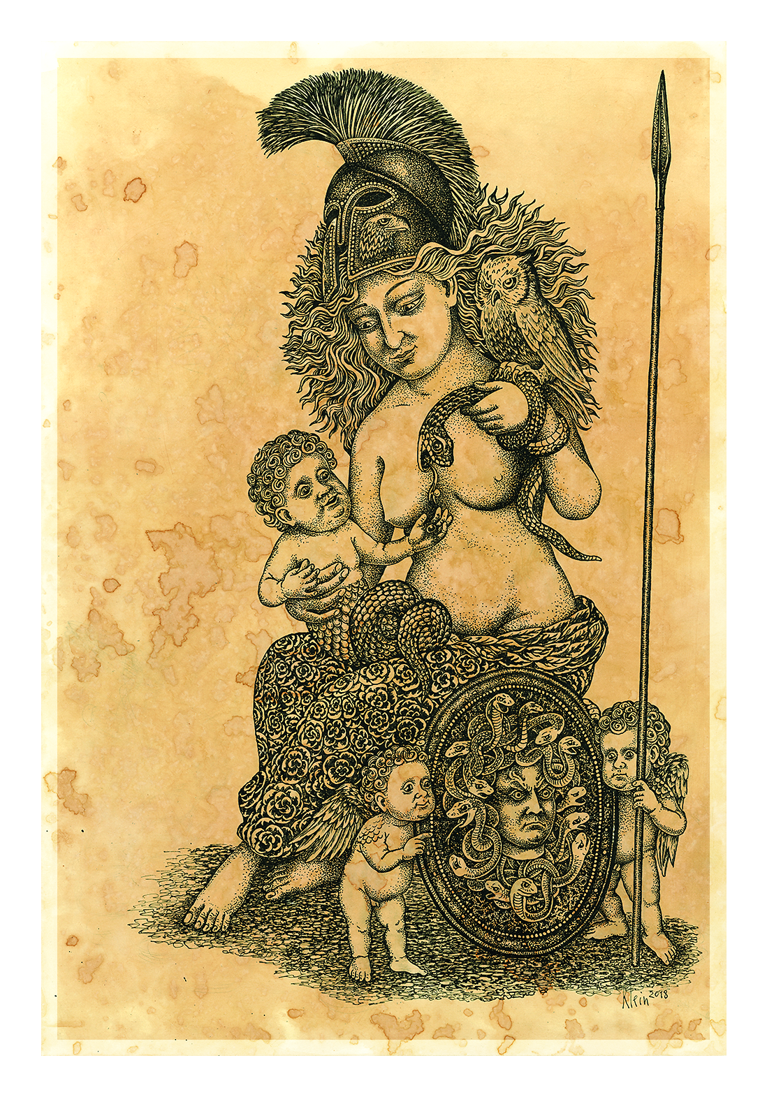 Изображение карты Афина и Эрихтоний